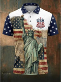 American Flag Printed Short Sleeved T-shirt Statue of Liberty Unisex Summer Personalized Trendy Loose Casual Top