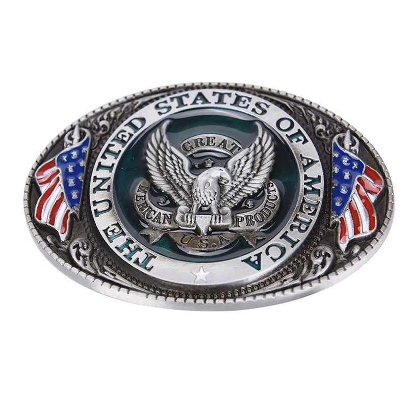 Western style New U.S.A. American flag eagle metal alloy Men Belt Buckle New fashion