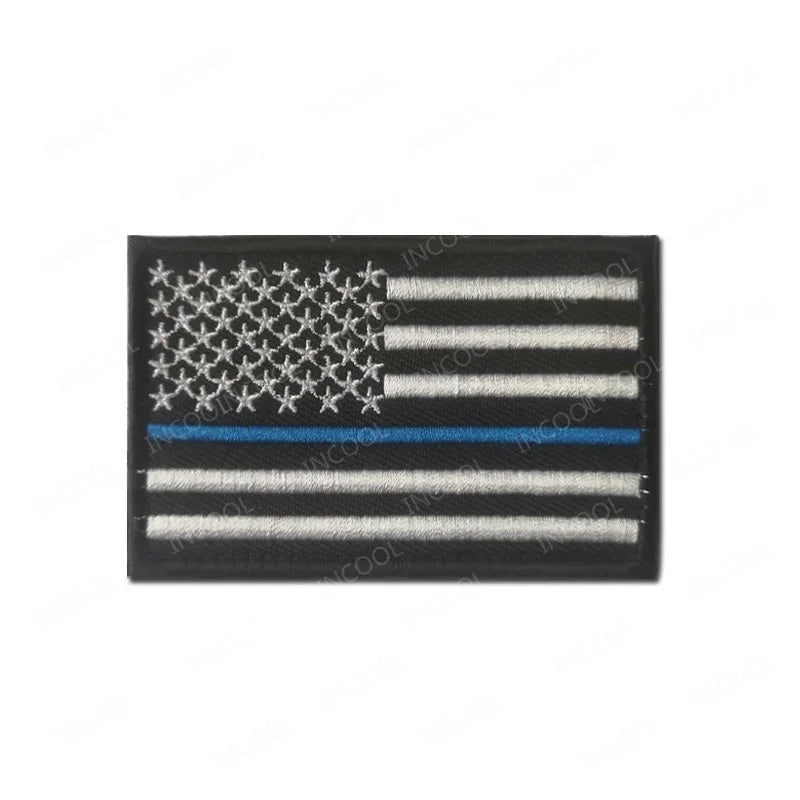 USA US America American Flag Embroidered Patches Appliques Thin Blue Line Flags Armband Decorative Badges For Clothing Backpack