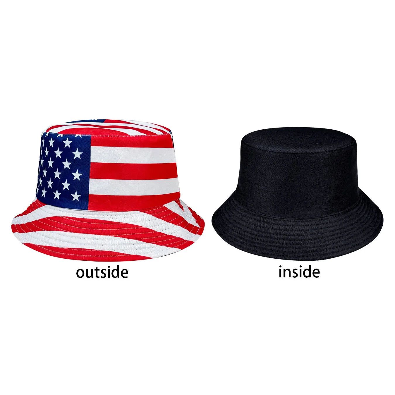 Patriotic American Flag Bucket Hat, Reversible, Casual Style, Foldable, Suitable for Independence Day and Everyday Use, Stylish Design with Stars and Stripes.