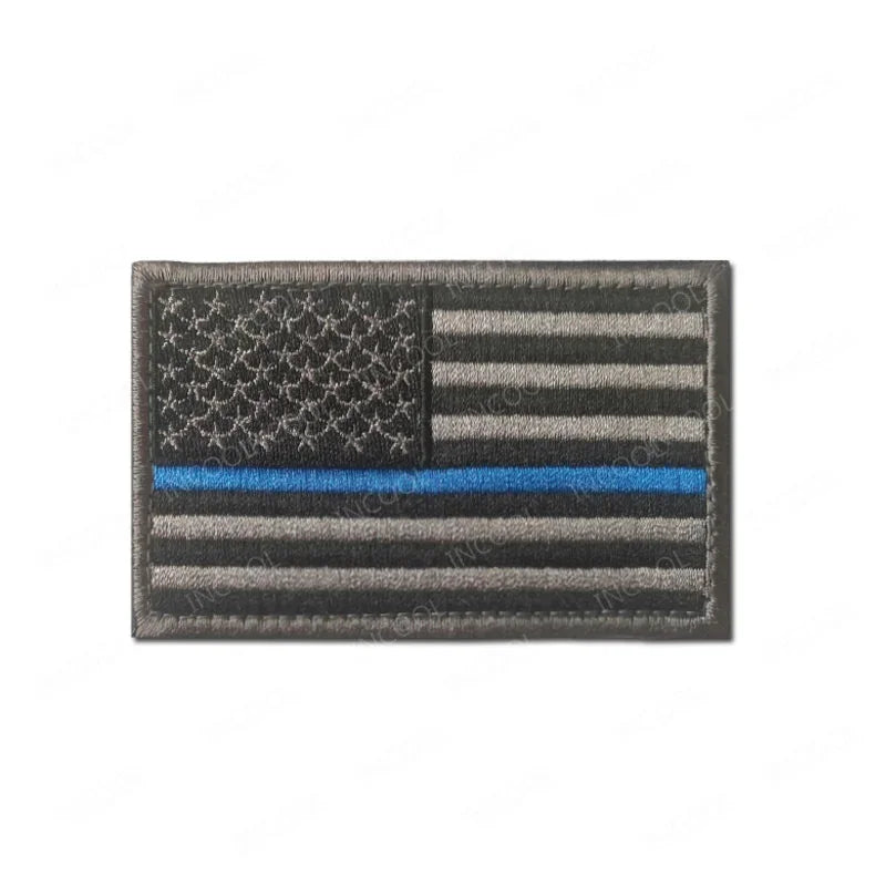 USA US America American Flag Embroidered Patches Appliques Thin Blue Line Flags Armband Decorative Badges For Clothing Backpack