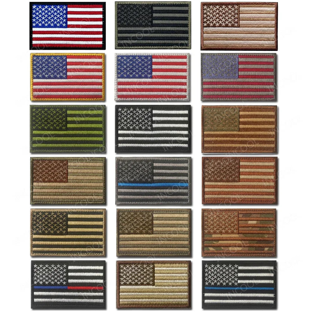 USA US America American Flag Embroidered Patches Appliques Thin Blue Line Flags Armband Decorative Badges For Clothing Backpack