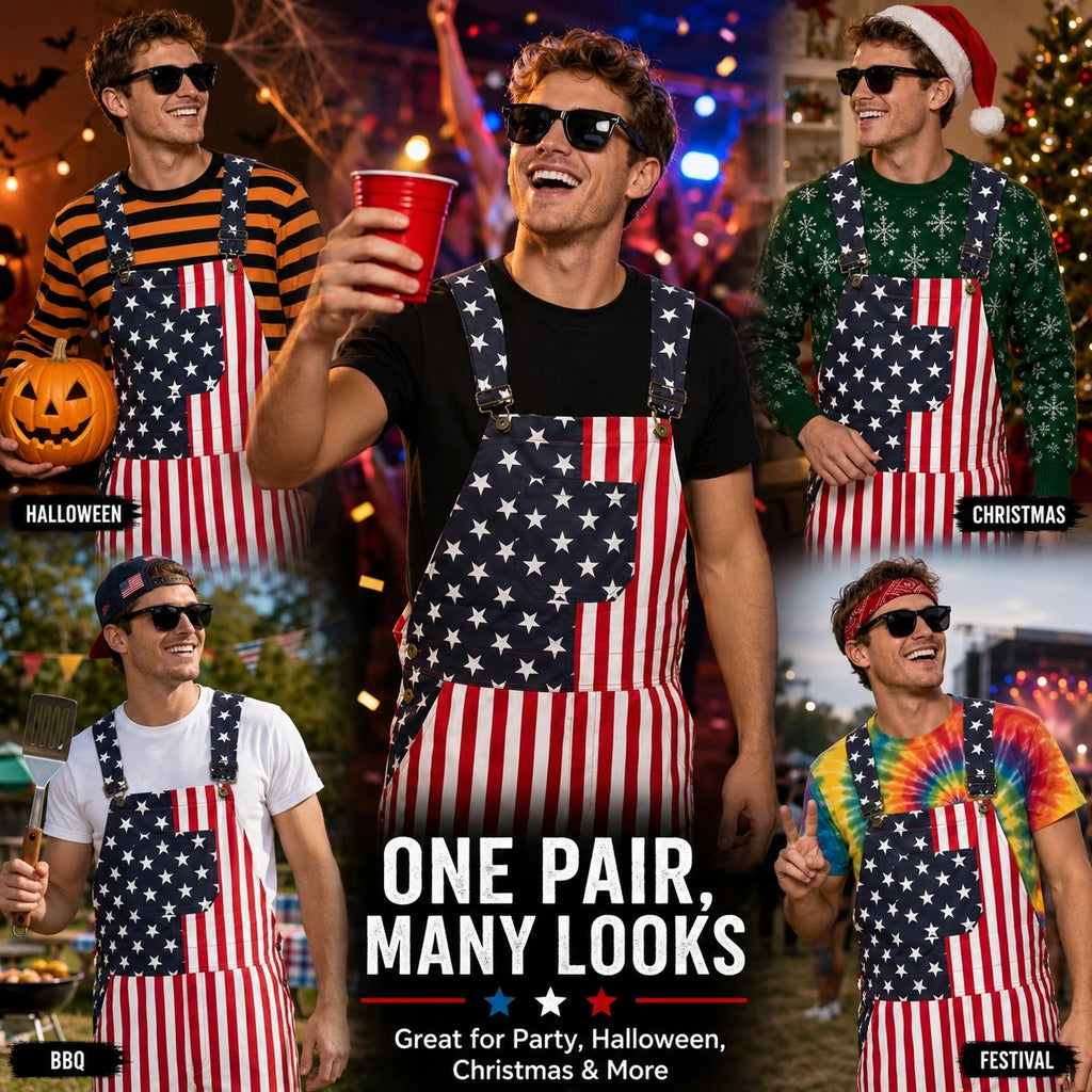 American Flag Printed Bib Overalls Shorts Men Women 4th of July Casual Loose Suspender Pants Streetwear Summer Jumpsuit